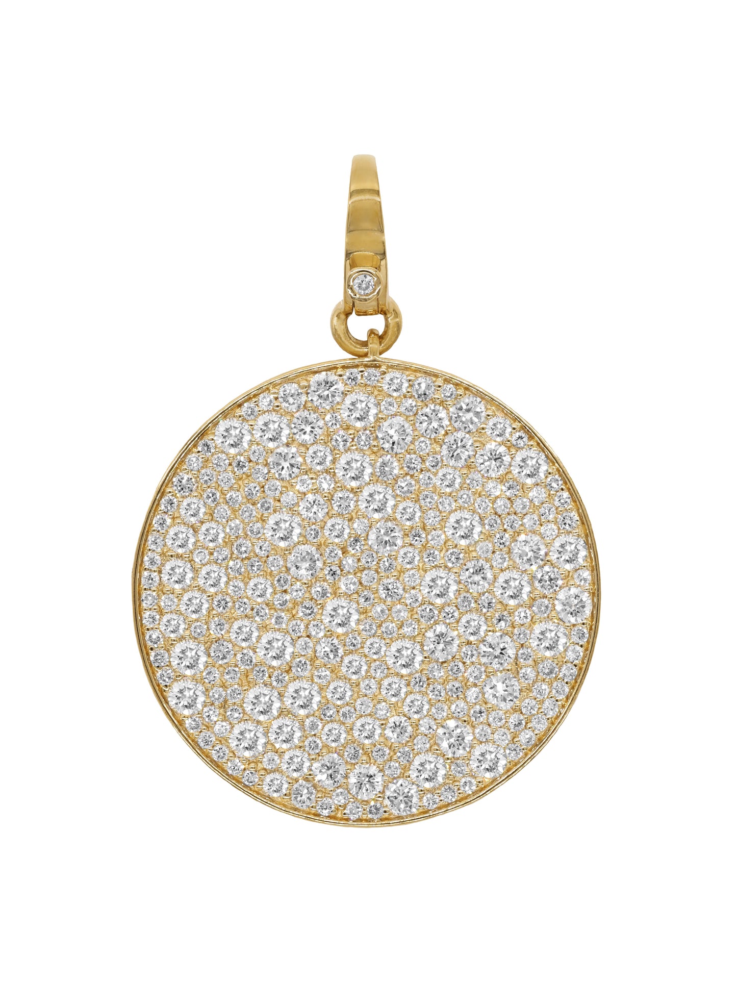 14k Yellow Gold Lab Diamond Large Coin Lobster Clasp Charm
