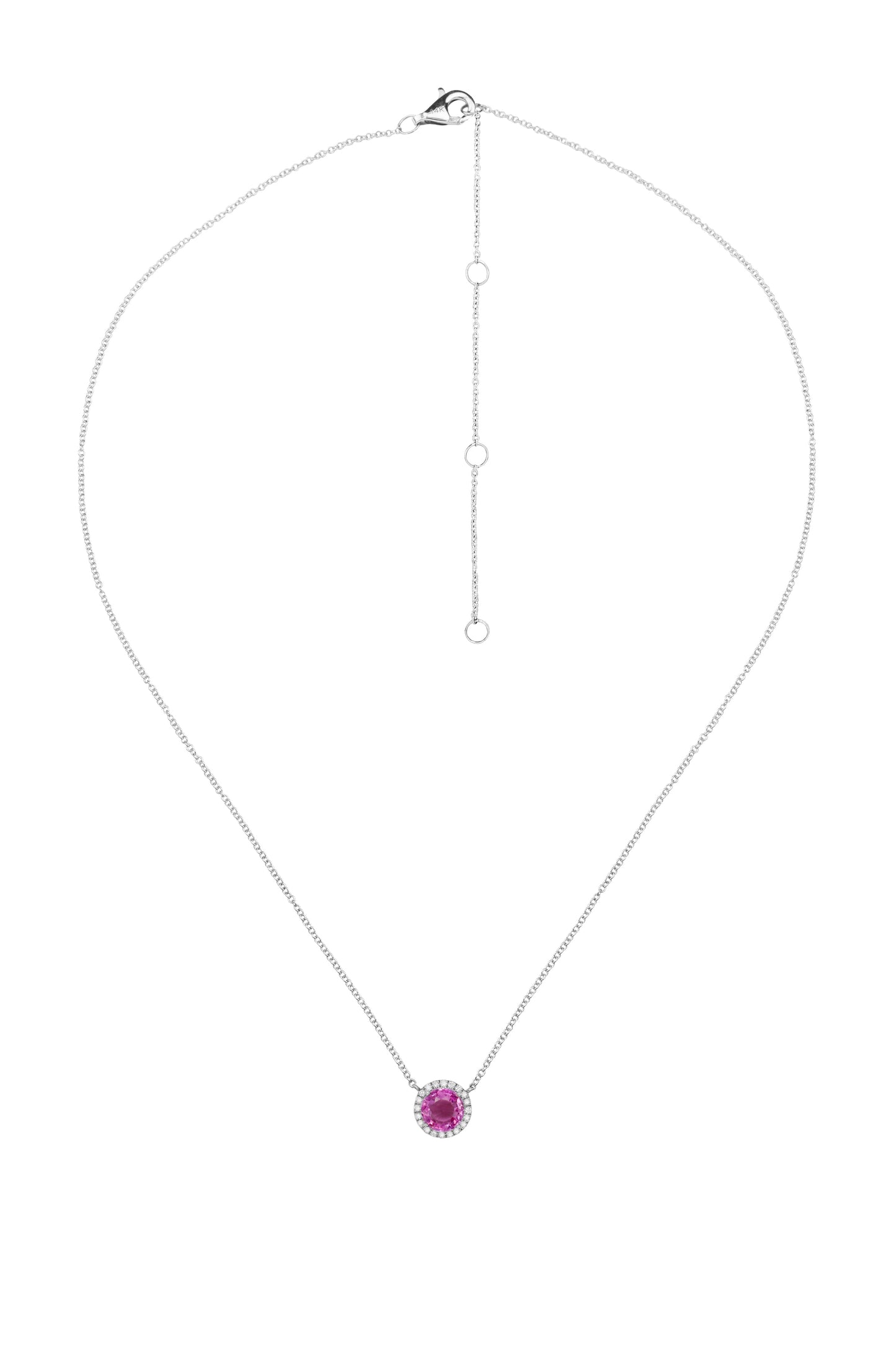 14k White Gold Pink Sapphire/Diamond Necklace