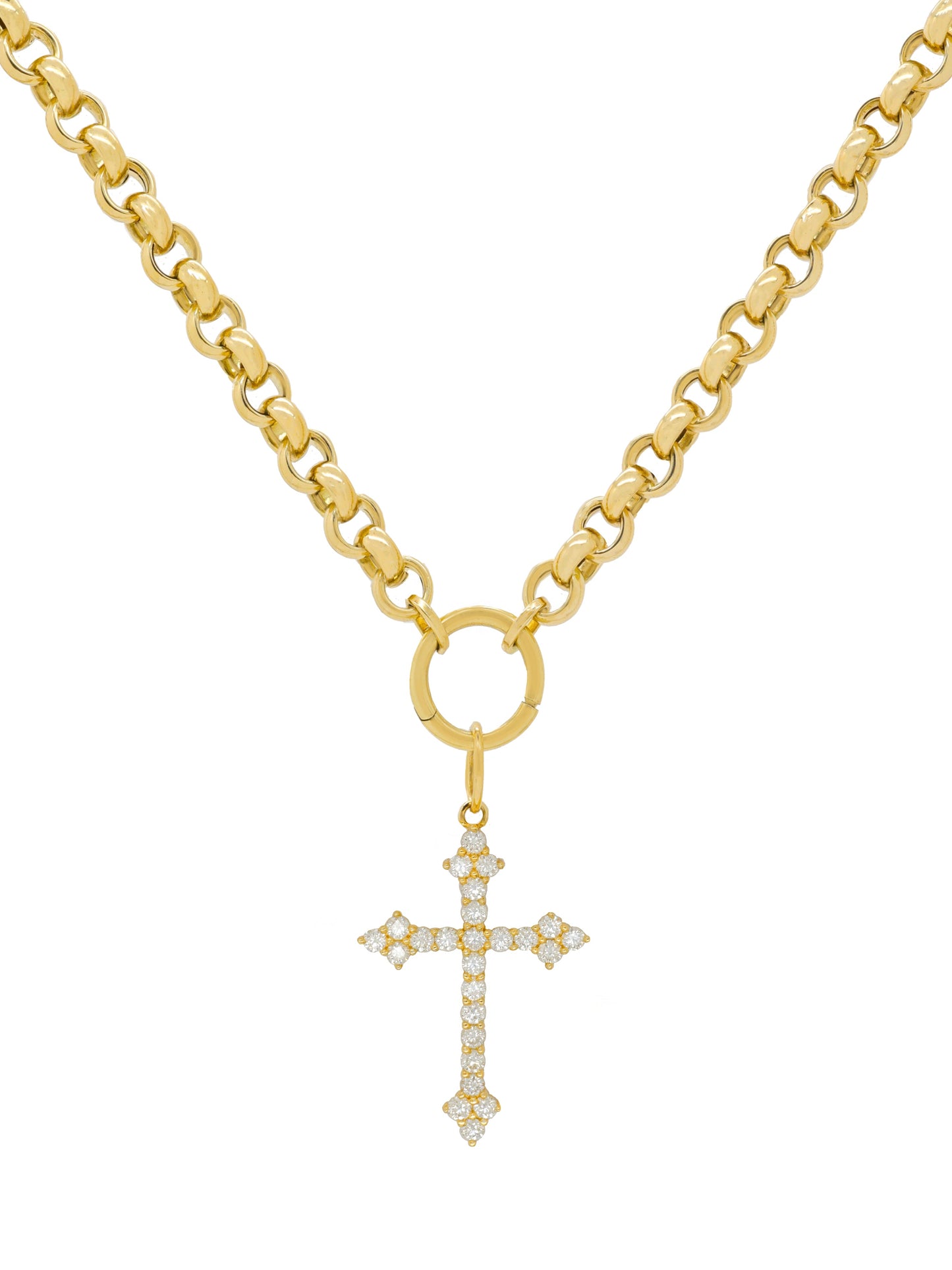 14k Yellow Gold Diamond Cross Charm