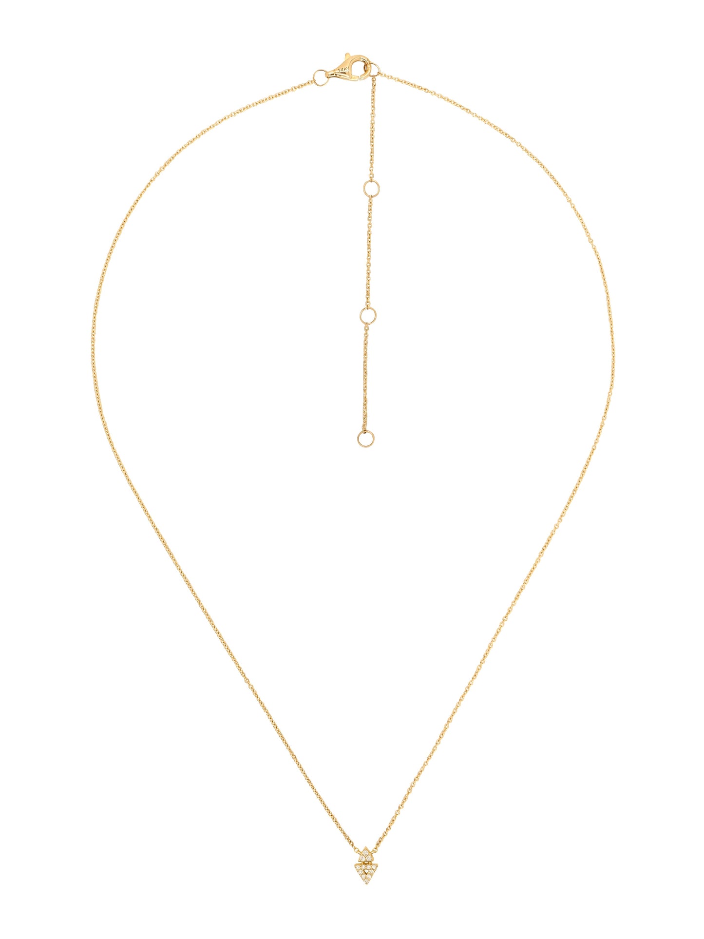 14k Yellow Gold Diamond Double Arrow Necklace
