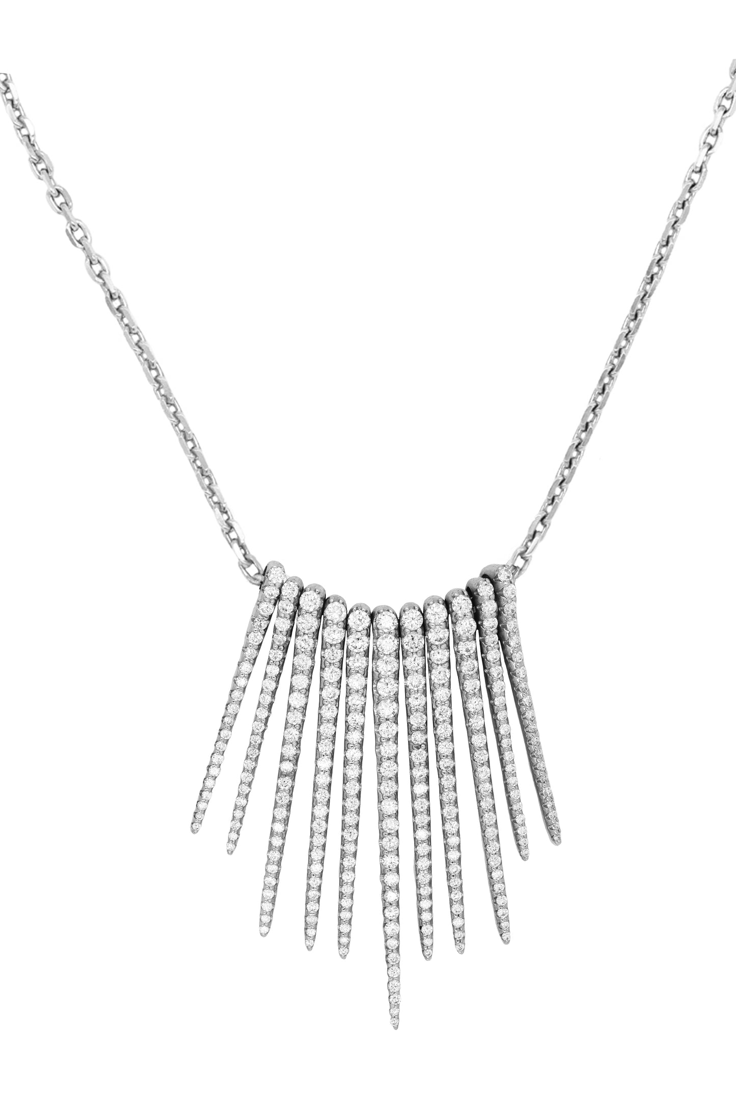 14k White Gold Diamond Icicle Necklace