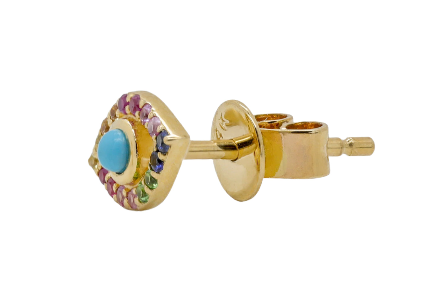 14k Yellow Gold Evil Eye Turquoise Multicolor Earrings