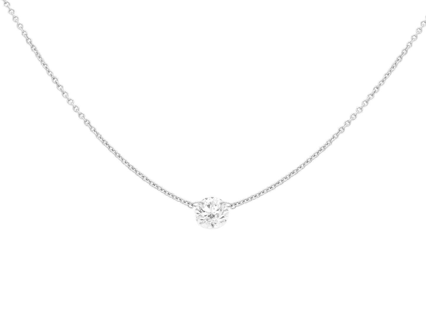 14k White Gold Single Drill Diamond Necklace
