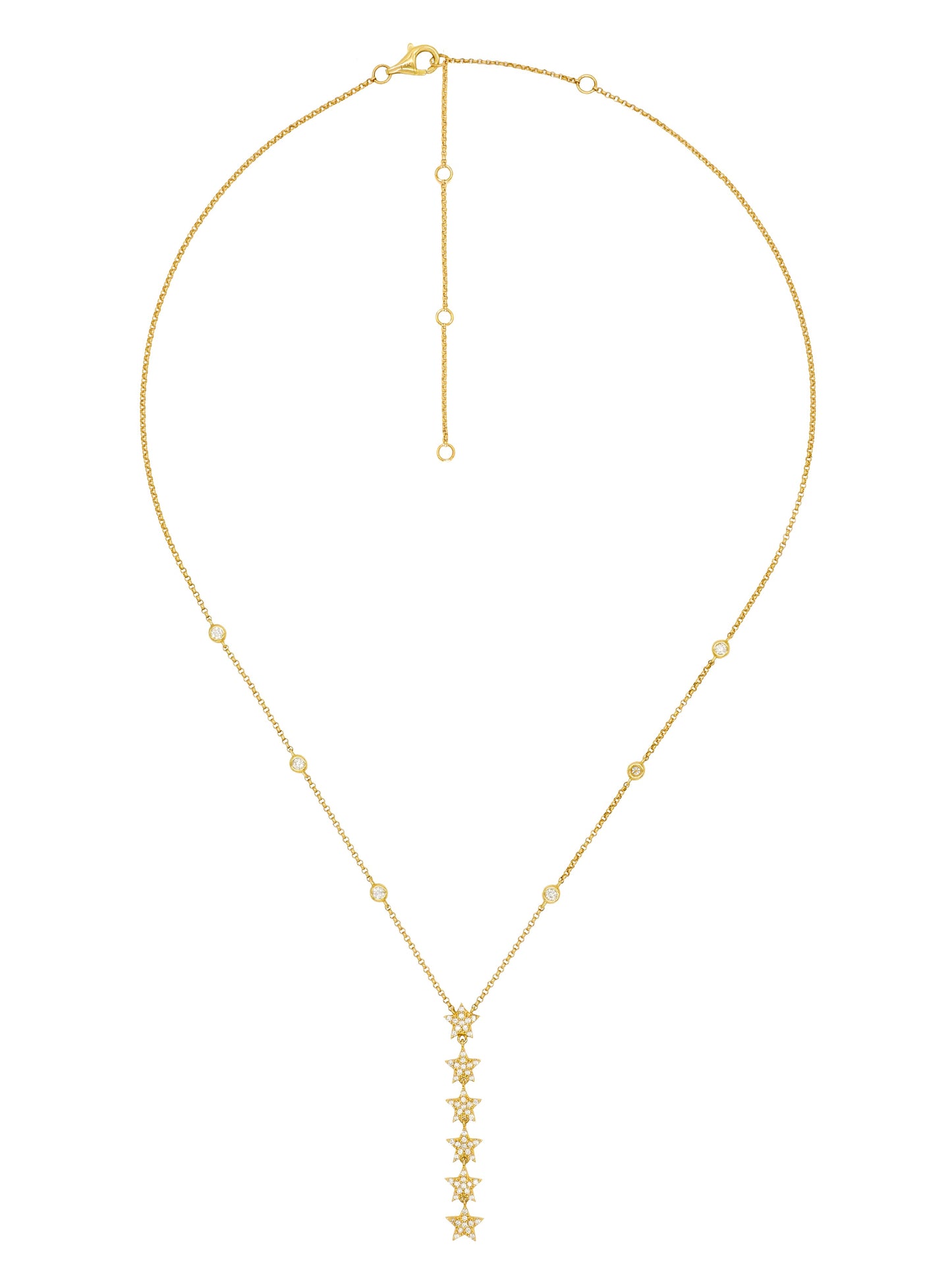 14k Yellow Gold Diamond Star/Bezel Drop Necklace