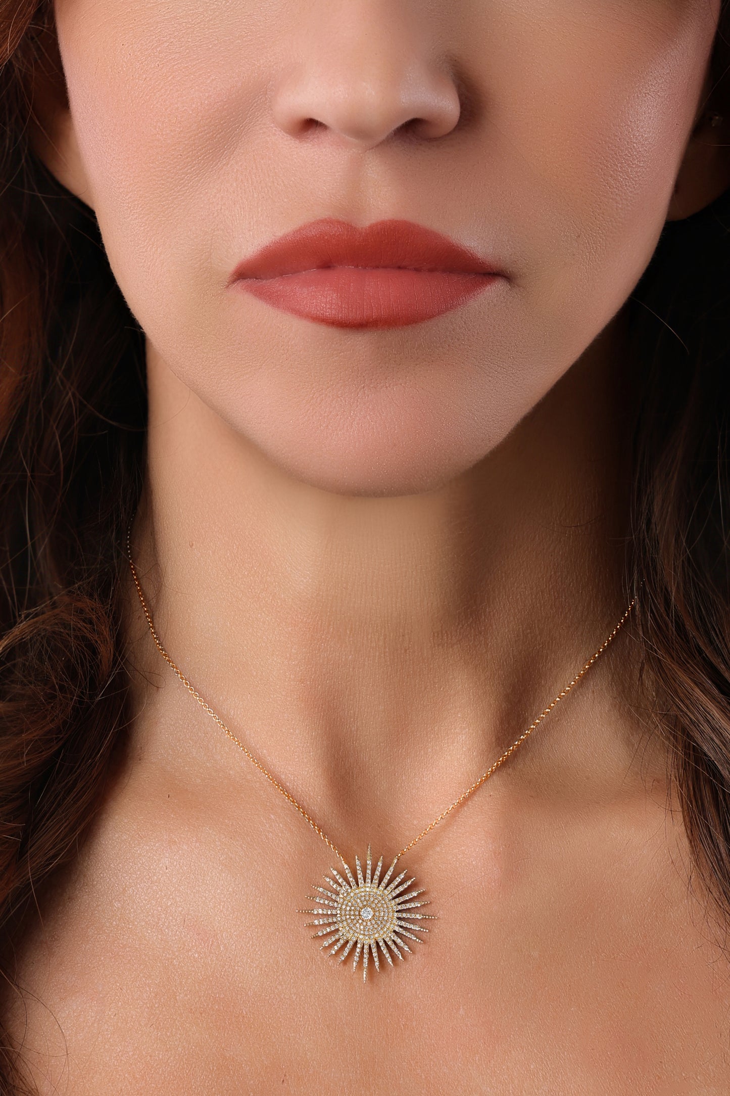 14k Yellow Gold Diamond Starburst Necklace