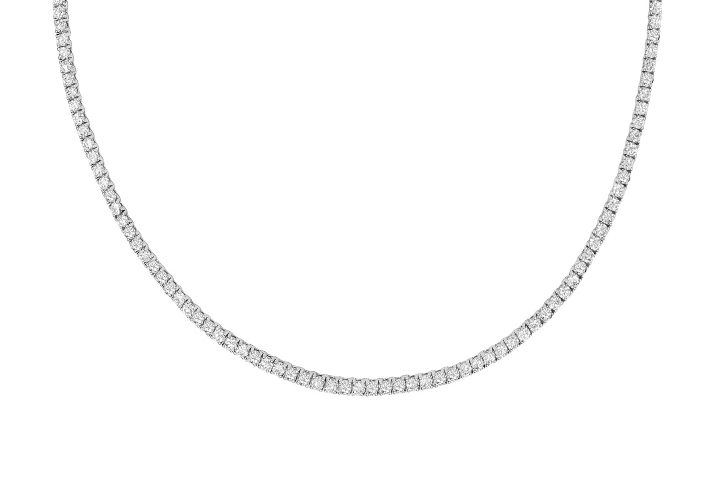 14k White Gold Diamond Extra Large 16 inch 4 Prong Tennis Necklace