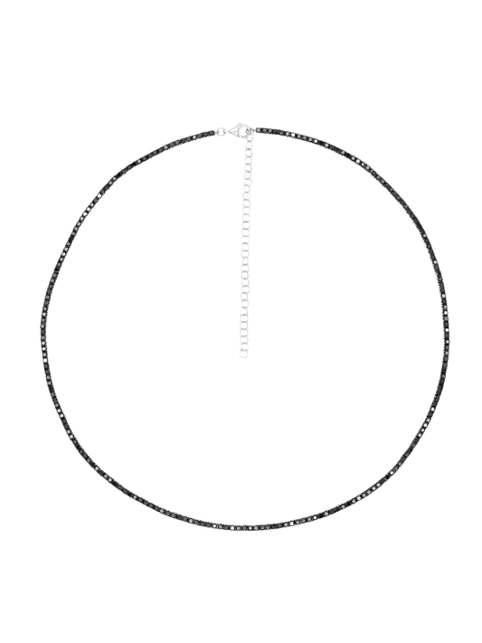 14k White Gold Black Diamond Tennis Necklace