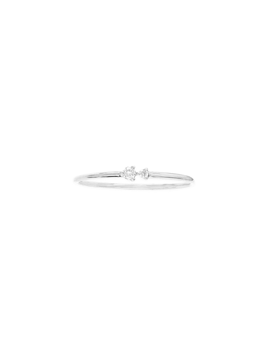 14k White Gold Diamond Arrow Stackable Ring
