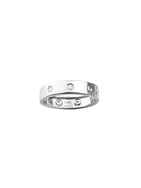 14k White Gold Diamond Band Ring