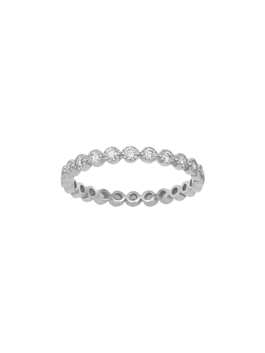 14k White Gold Diamond Bezel Stackable Ring