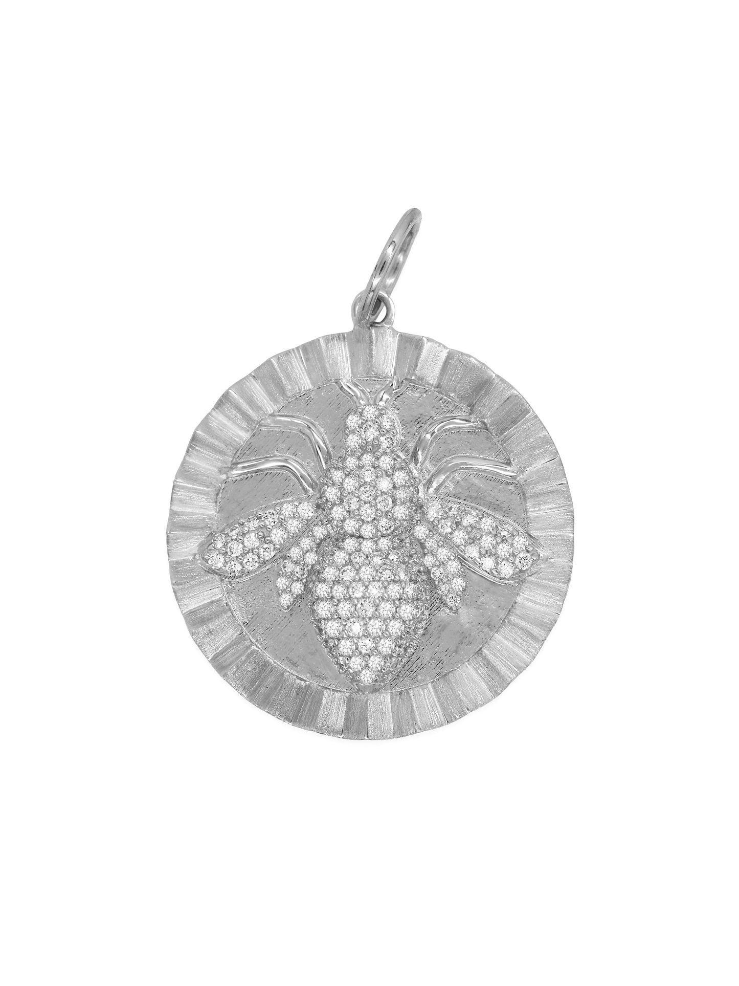 14k White Gold Diamond Bumblebee Coin Charm
