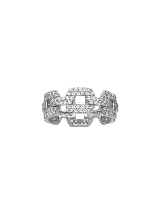 14k White Gold Diamond Chain Link Ring