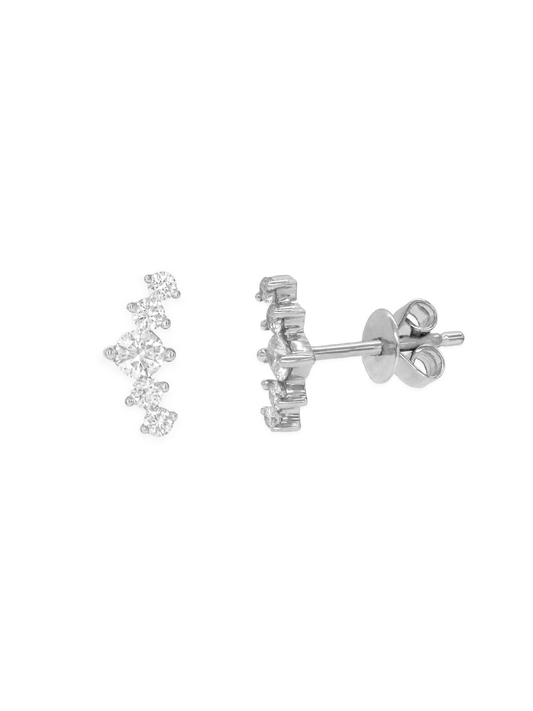 14k White Gold Diamond Crawler Earrings