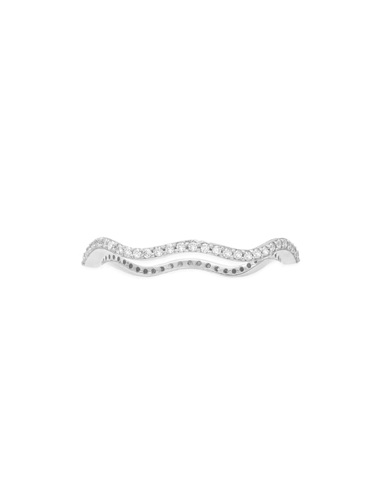 14k White Gold Diamond Curvy Stackable Ring