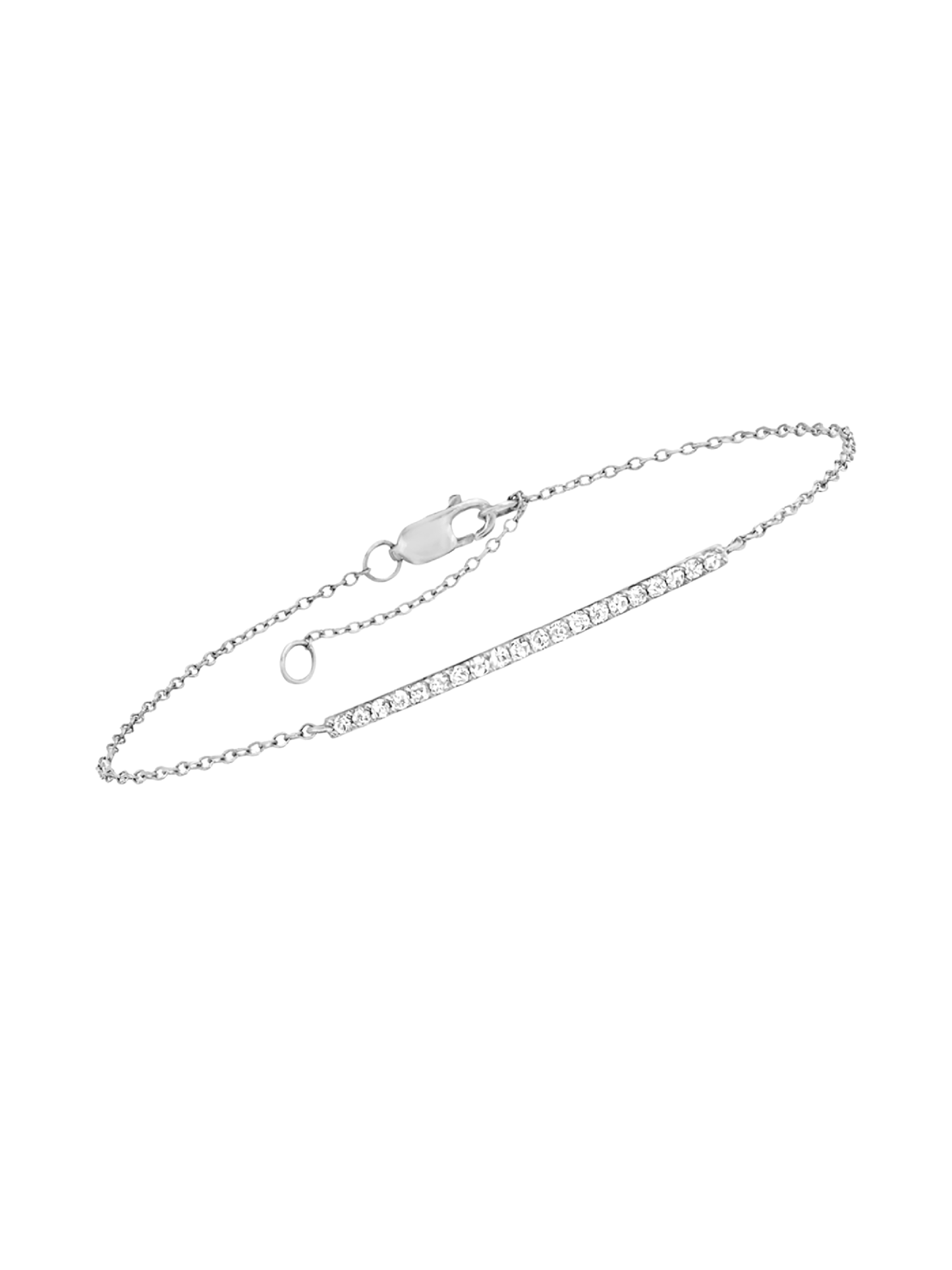 14k White Gold Diamond Bar Bracelet
