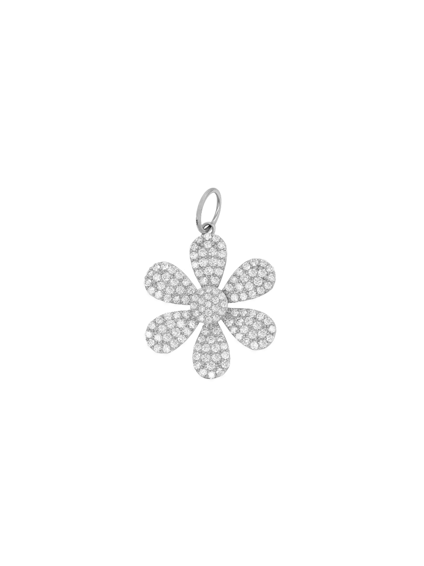 14k White Gold Diamond Daisy Flower Charm