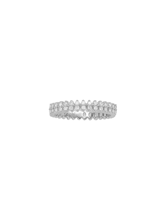 14k White Gold Diamond Double Arrow Band