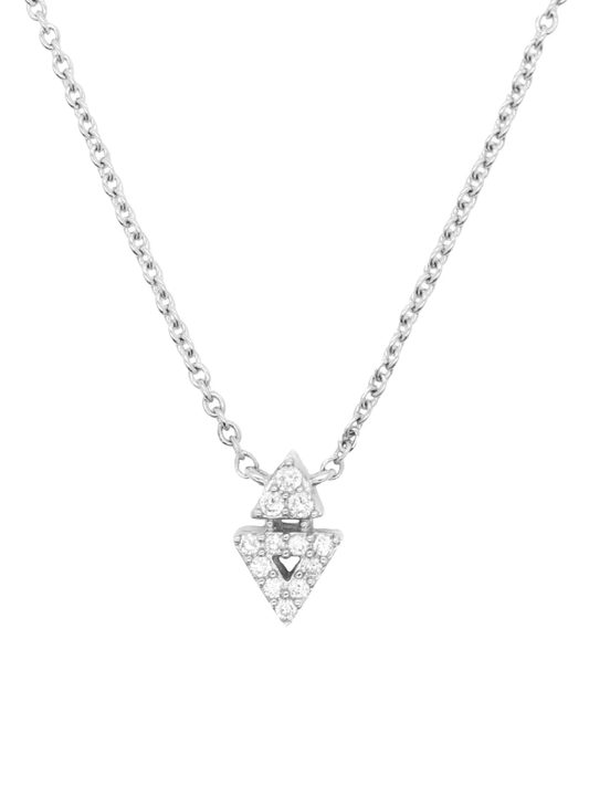 14k White Gold Diamond Double Arrow Necklace