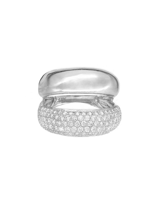 14k White Gold Diamond Double Cloud Ring