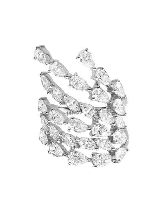 14k White Gold Diamond Large Cluster Ring