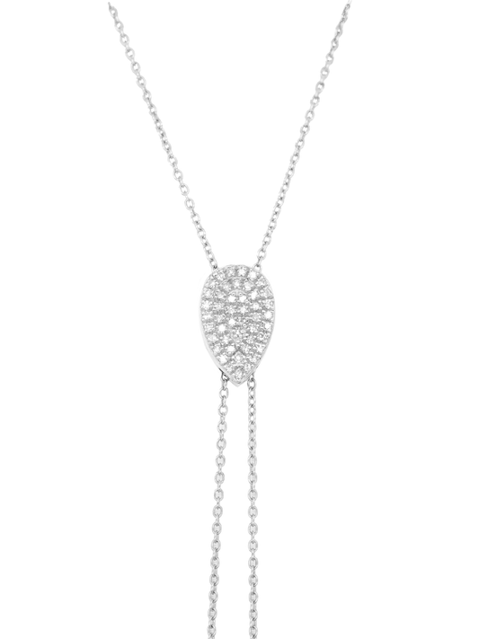 14k White Gold Diamond Adjustable Lariat Necklace