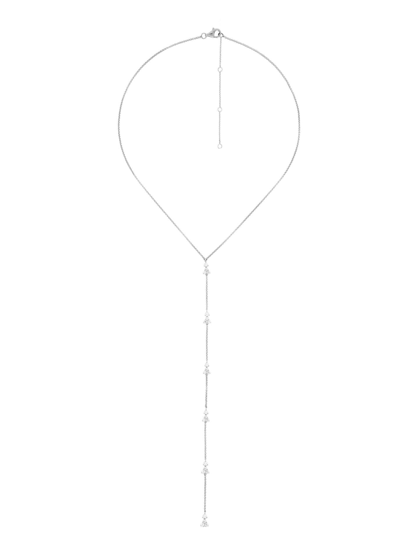 14k White Gold Diamond Lariat Necklace