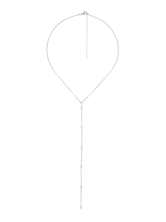 14k White Gold Diamond Lariat Necklace