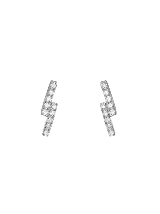 14k White Gold Diamond Lightning Bolt Earrings