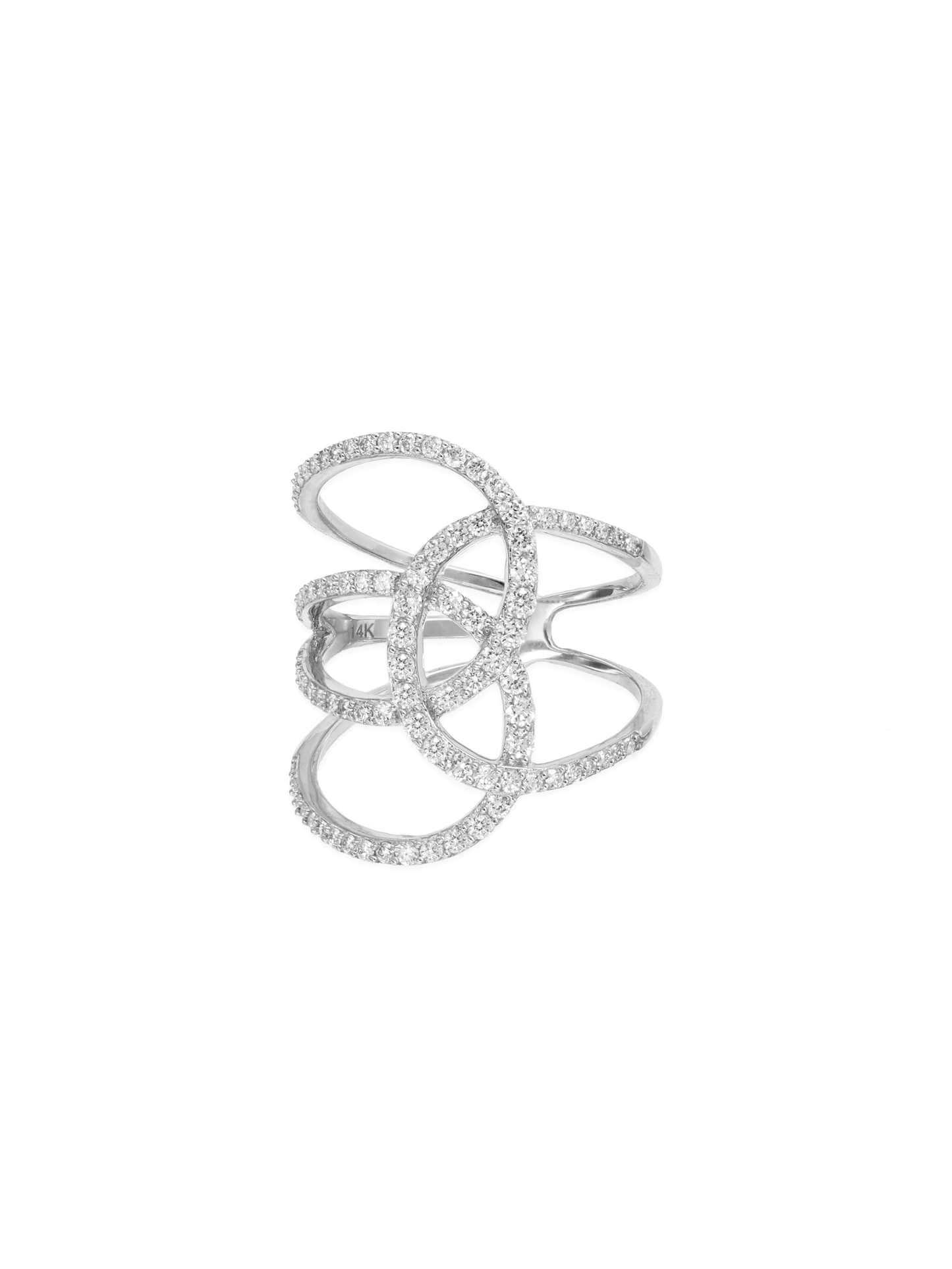 14k White Gold Diamond Loop Crossover Ring