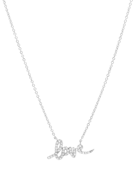 14k White Gold Diamond Love Necklace