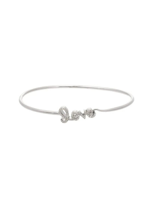 14k White Gold Diamond Love Wire Bracelet