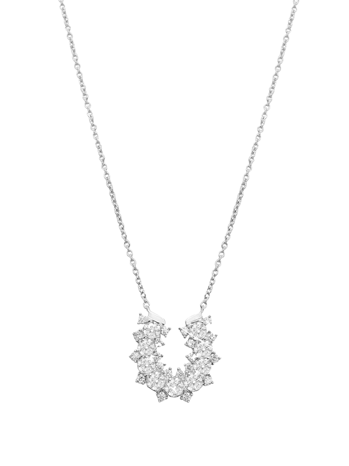 14k White Gold Diamond Lucky Horseshoe Necklace