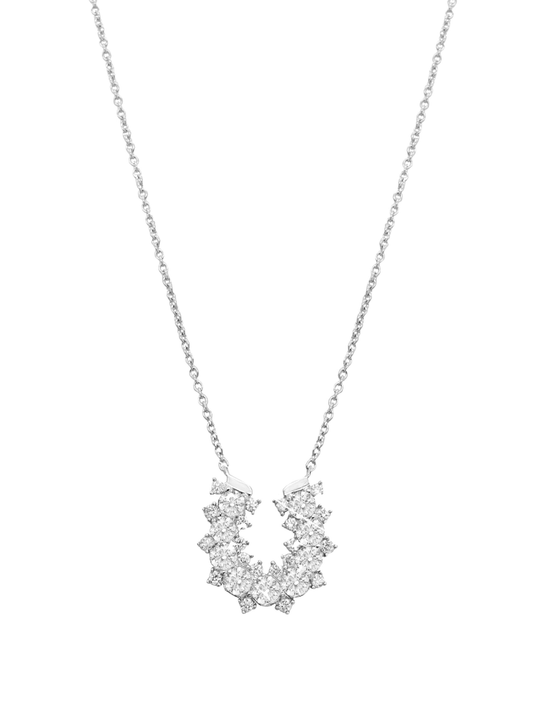14k White Gold Diamond Lucky Horseshoe Necklace