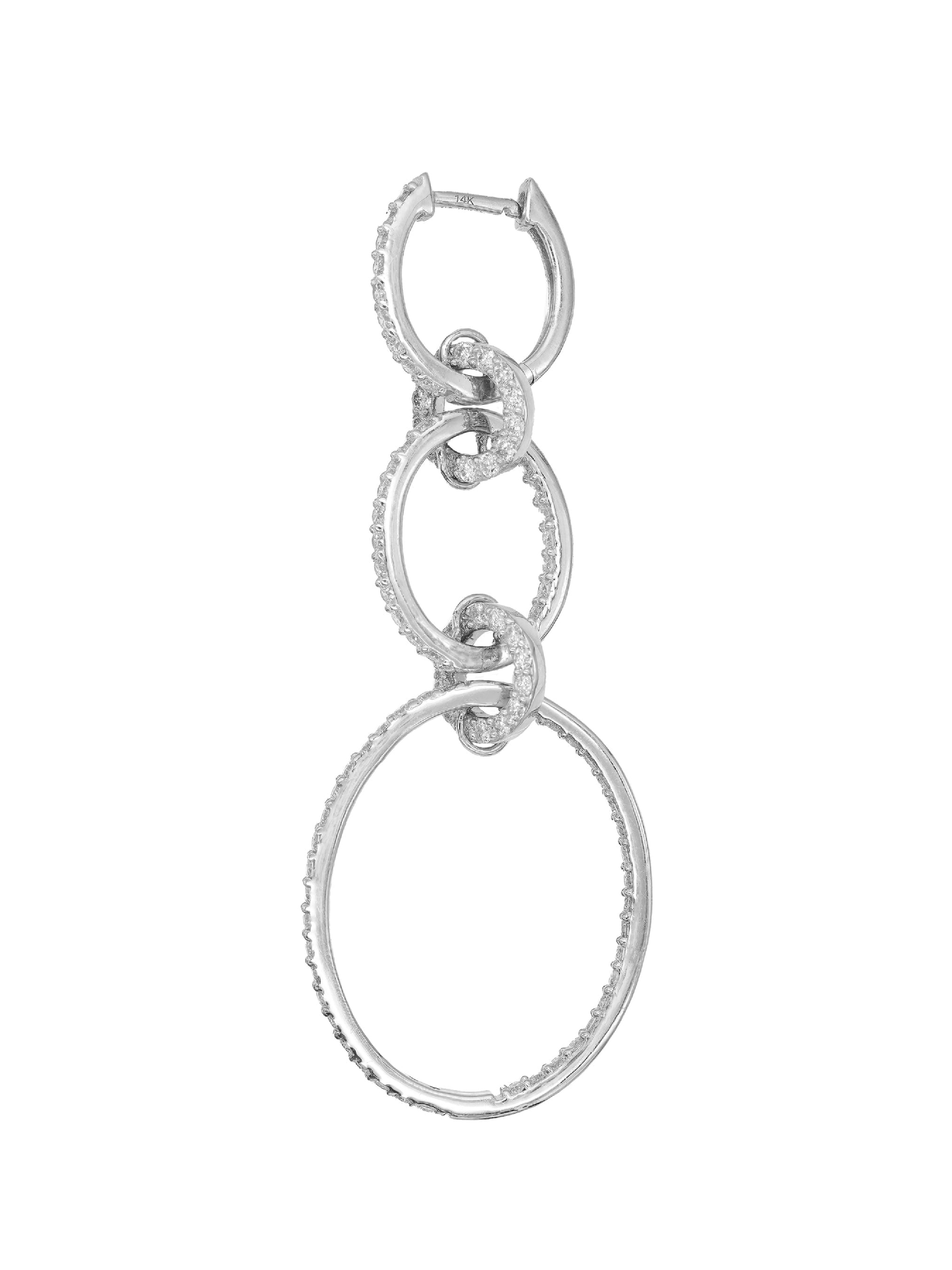 14k White Gold Diamond Multi Drop Earrings