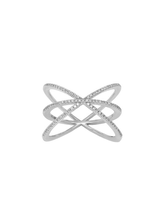 14k White Gold Diamond Orbit Ring