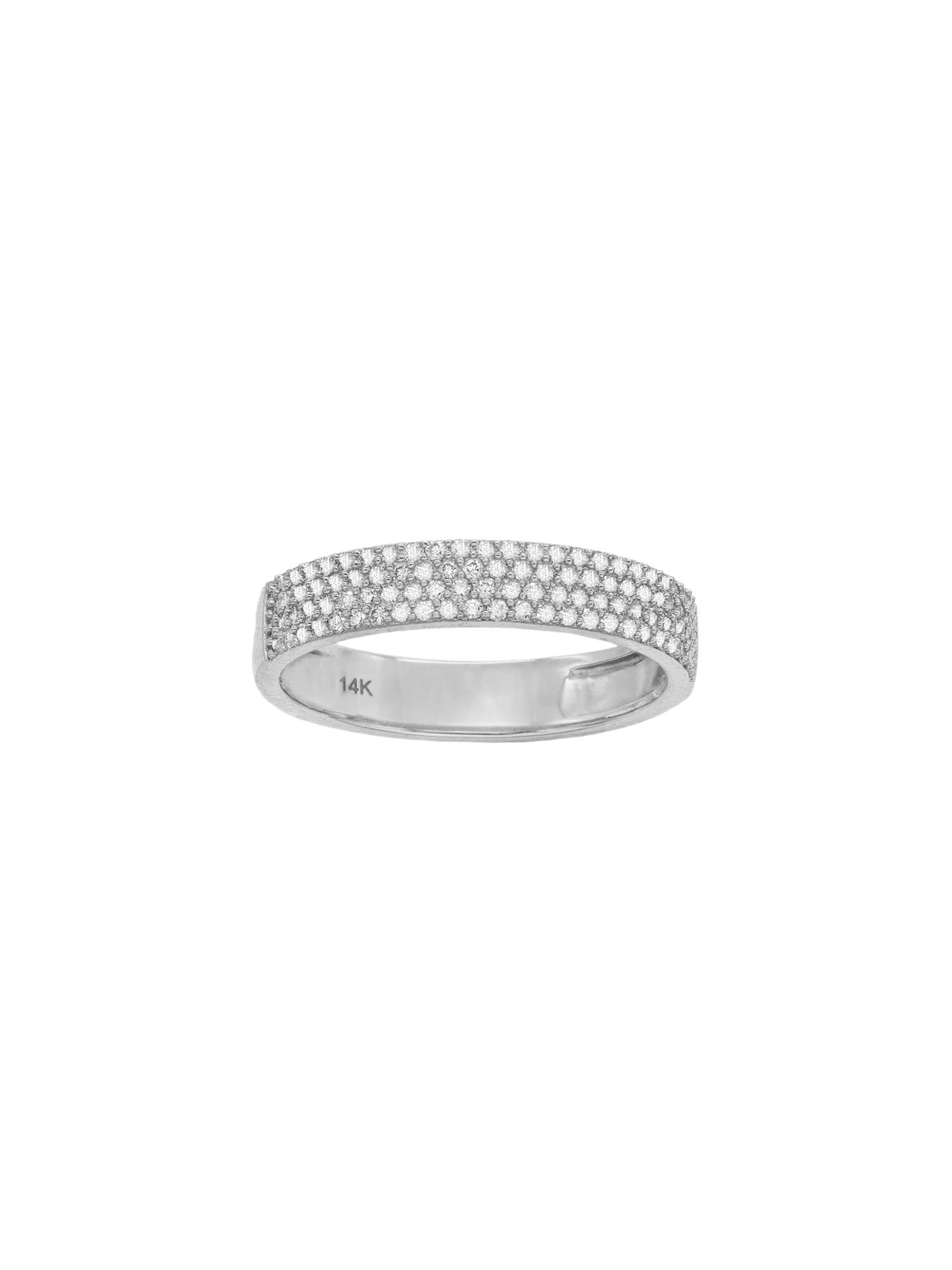 14k White Gold Diamond Pave Band Ring