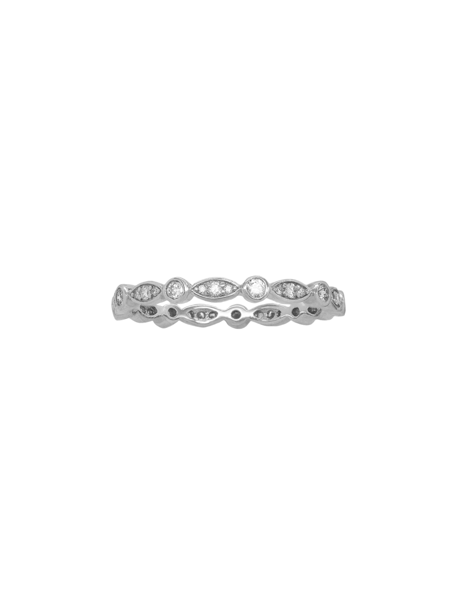 14k White Gold Diamond Pear Band Ring