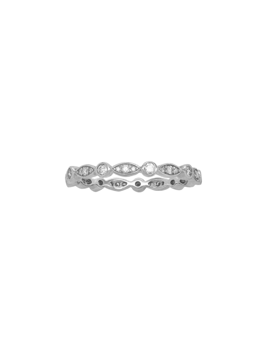 14k White Gold Diamond Pear Band Ring