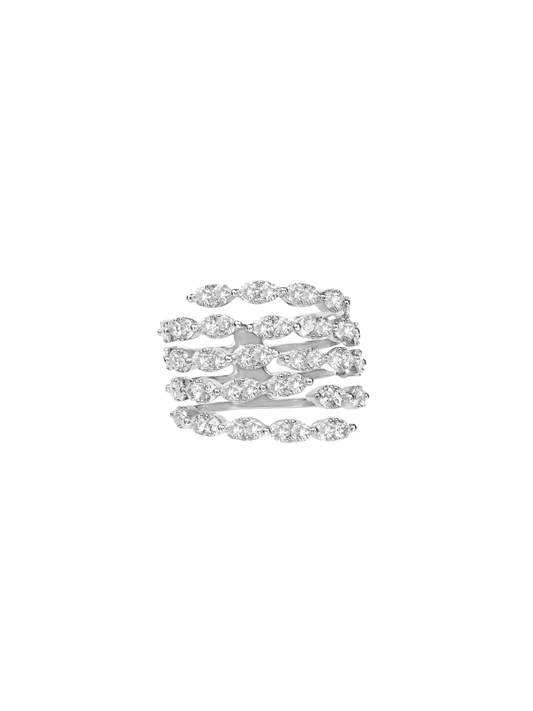 14k White Gold Diamond 5 Row Wrap Ring