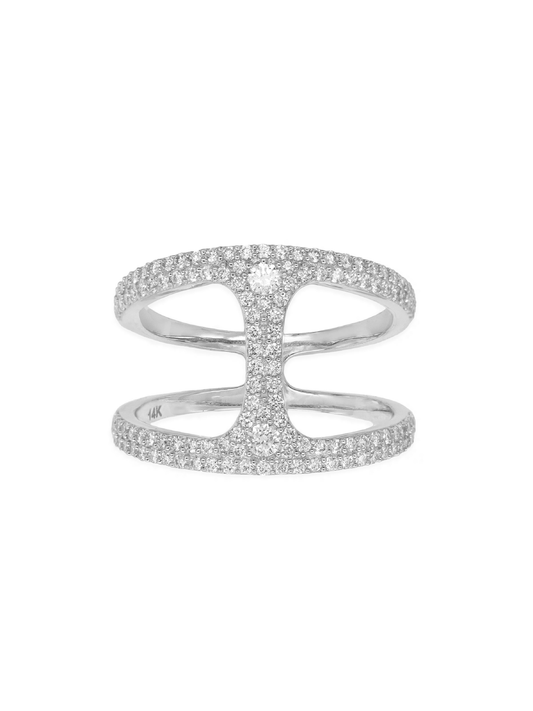 14k White Gold Diamond Saddle Ring