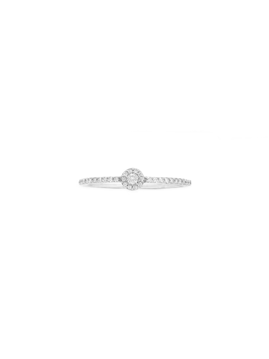14k White Gold Diamond Single Round Stackable Ring