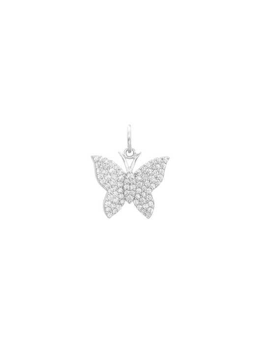 14k White Gold Diamond Small Butterfly Charm