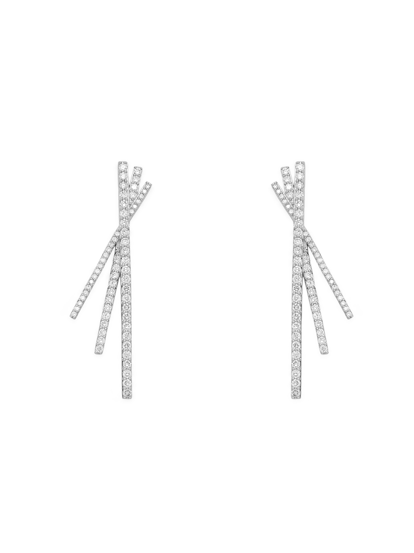 14k White Gold Diamond Stick Earrings
