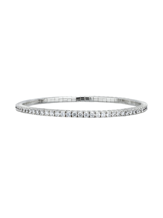 14k White Gold Diamond Stretch Bangle