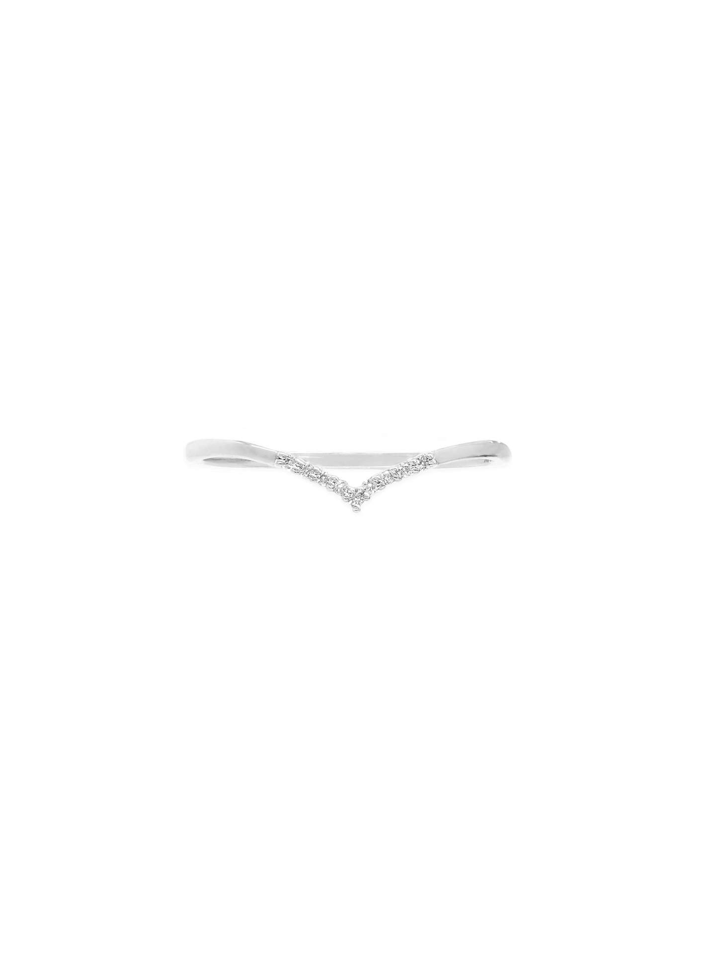 14k White Gold Diamond V Stackable Ring