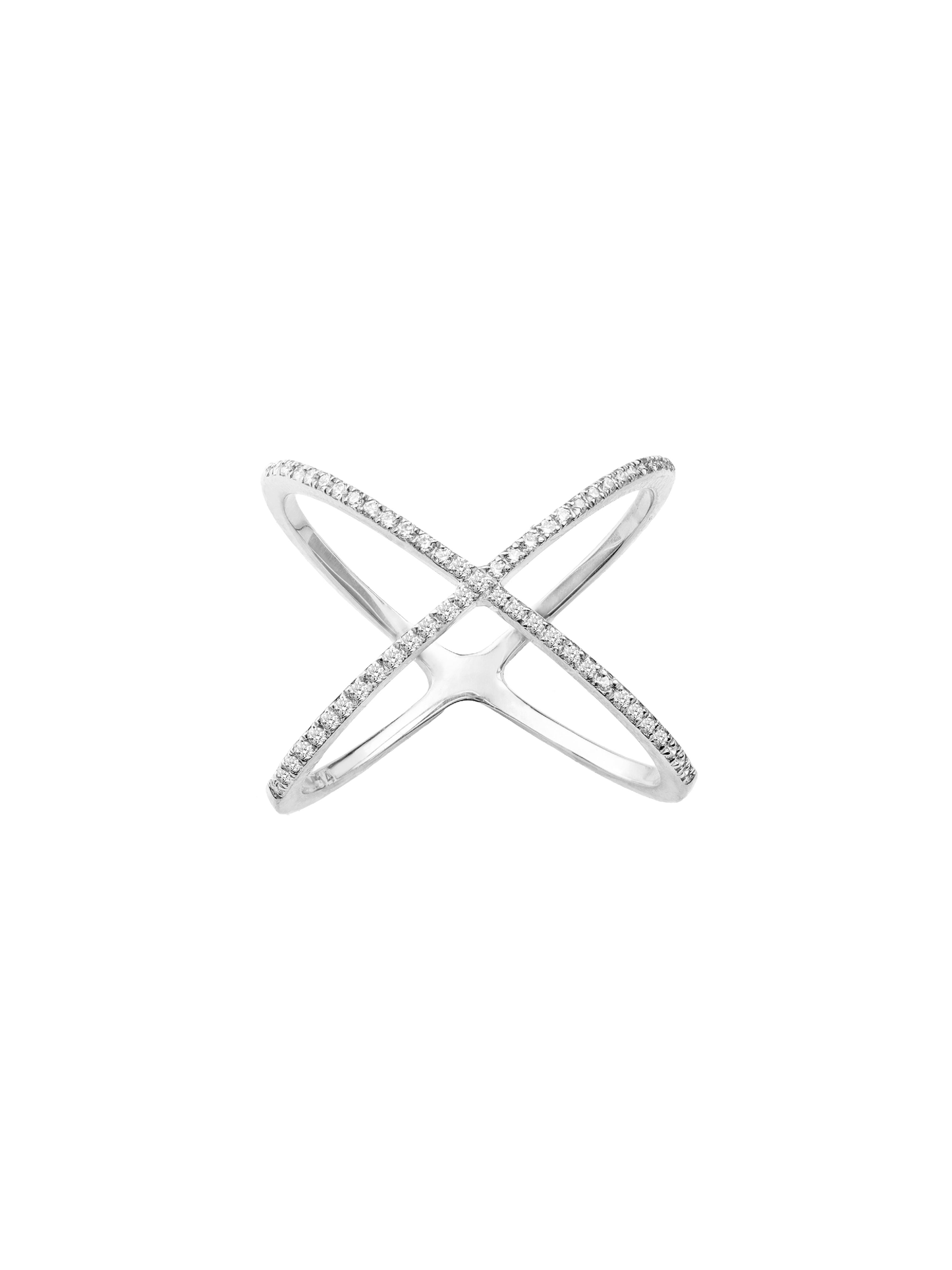 14k White Gold Diamond X Ring