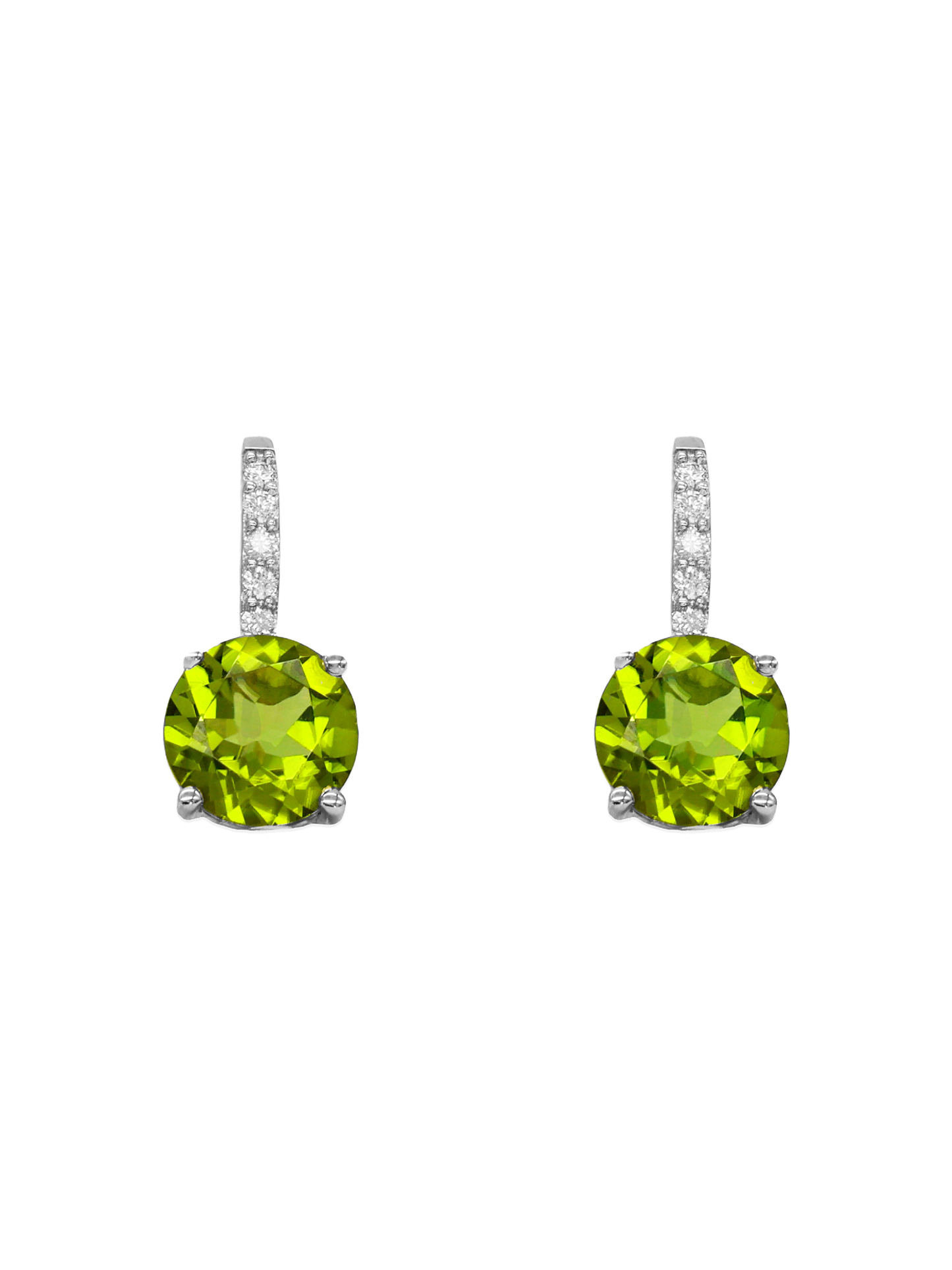 14k White Gold Peridot Diamond Drop Earrings