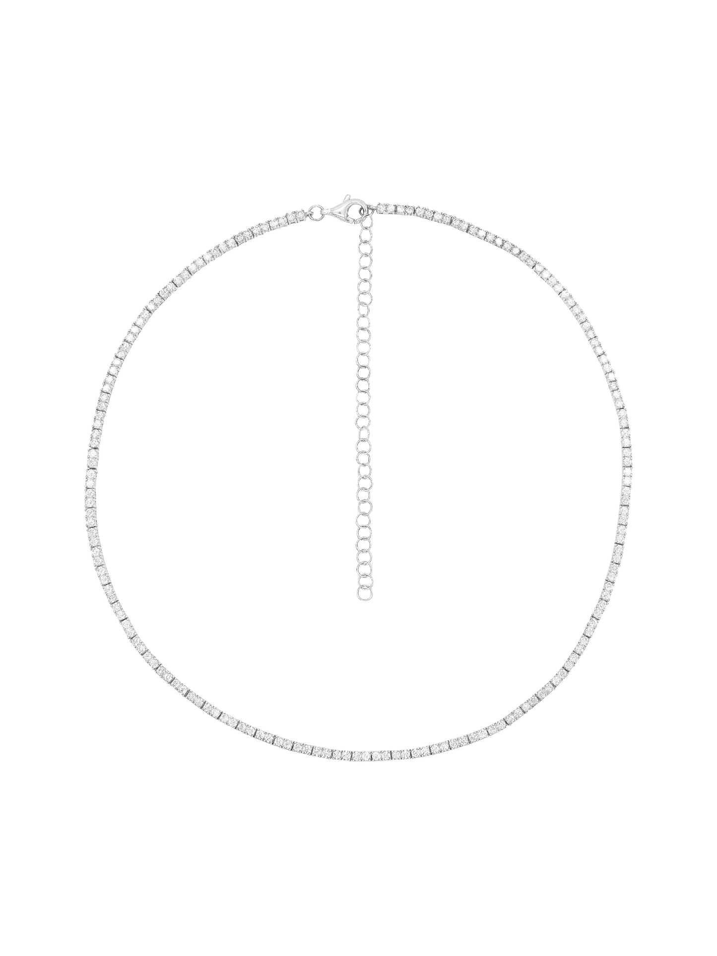 14k White Gold 4 Prong Diamond Tennis Necklace