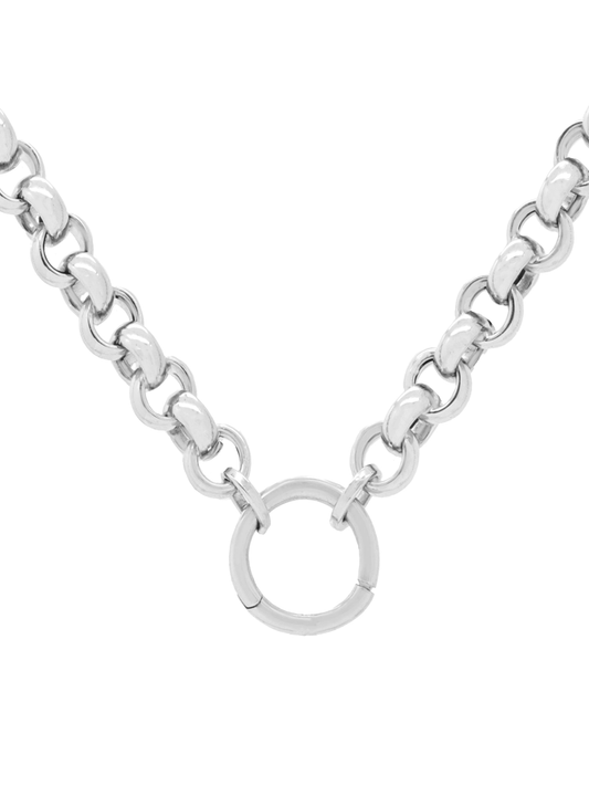 14k White Gold Rolo Charm Chain Necklace