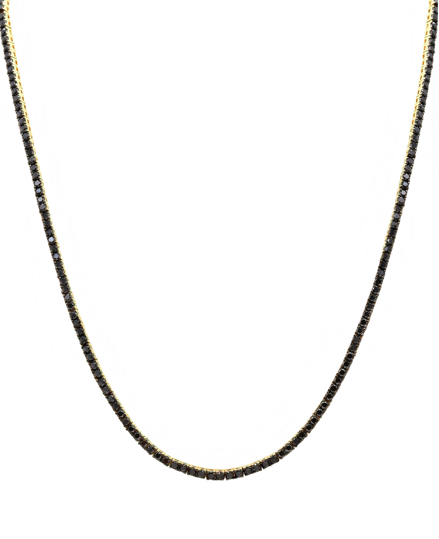 14k Yellow Gold Black Diamond Tennis Necklace
